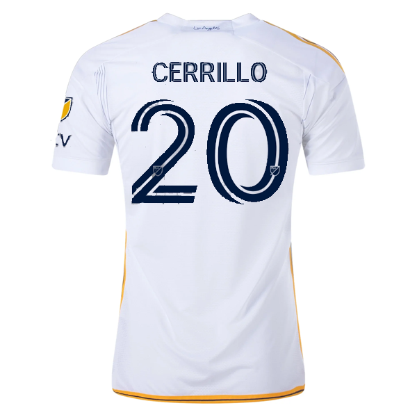 adidas LA Galaxy Edwin Cerrillo Home Jersey w/ MLS + Apple TV Patches 24/25 (White/Yellow/Navy)