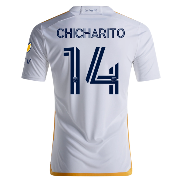 adidas LA Galaxy Chicharito Home Jersey w/ MLS + Apple TV Patches 24/25 (White/Yellow/Navy)