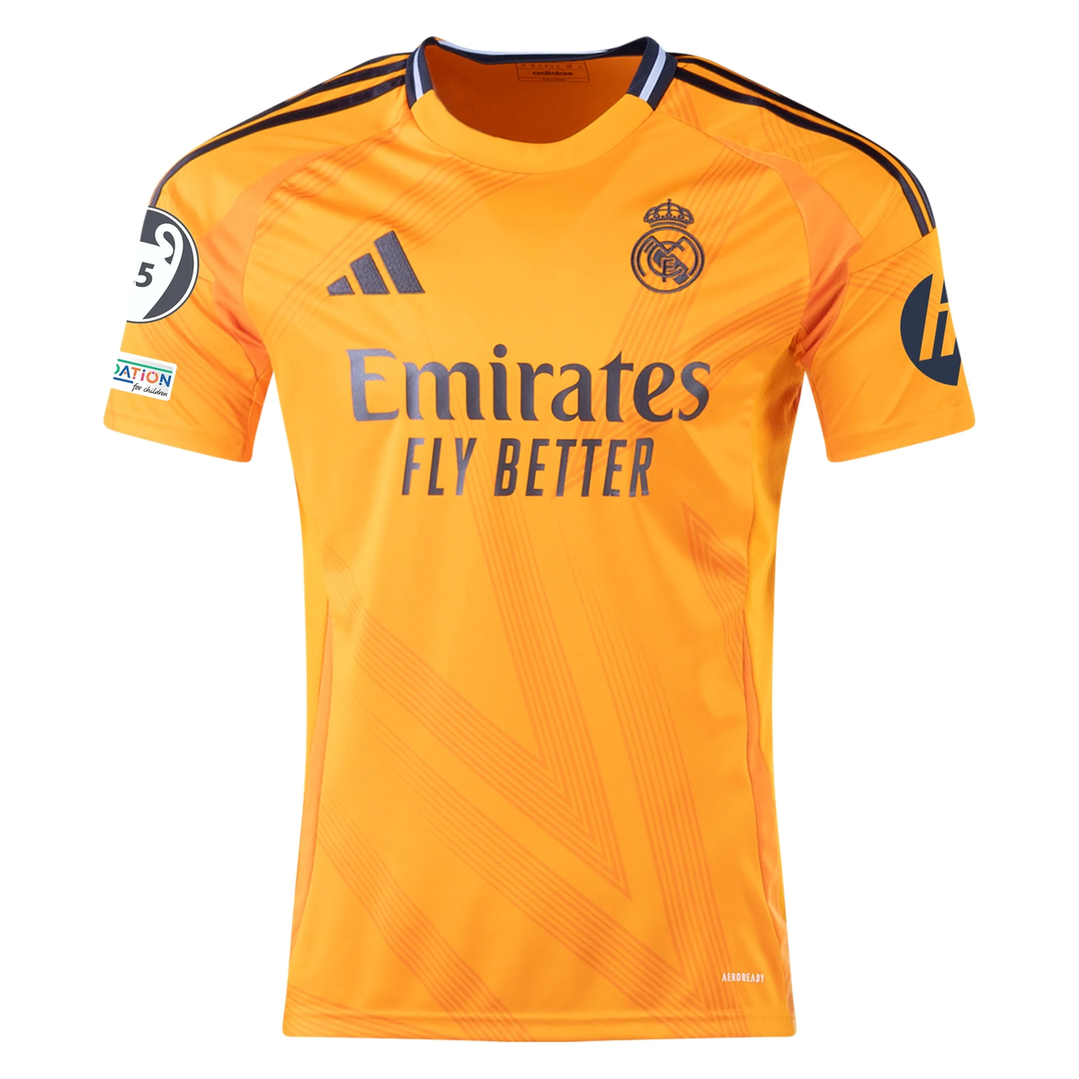 adidas Real Madrid Jude Bellingham Away Jersey w/ Champions League Patches 24/25 (Crew Orange)