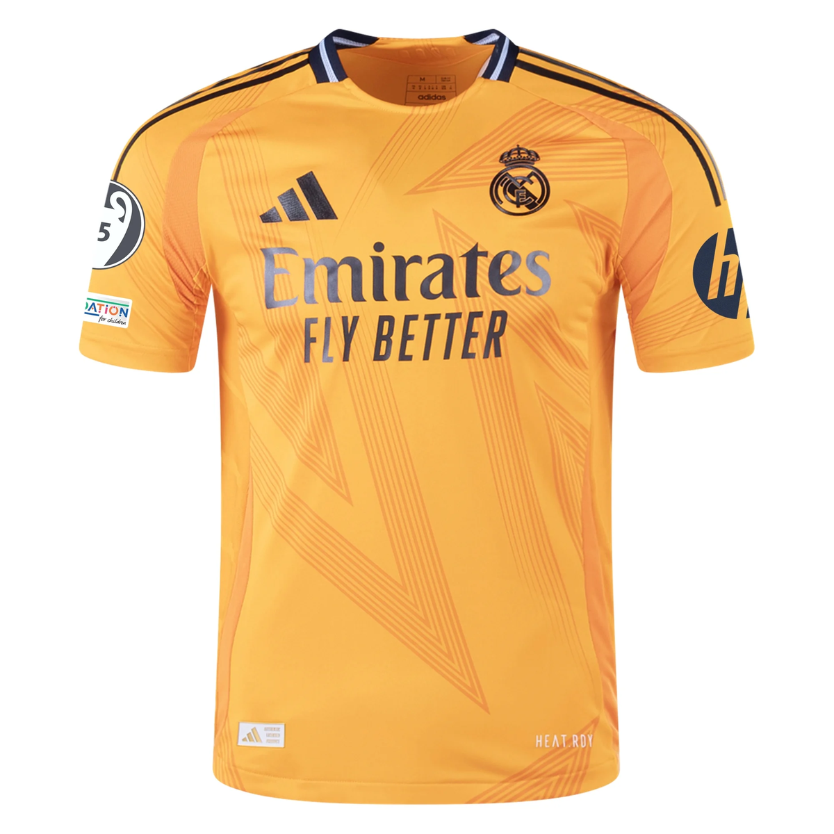 adidas Real Madrid Authentic Vini Jr. Away Jersey w/ Champions League Patches 24/25 (Crew Orange)