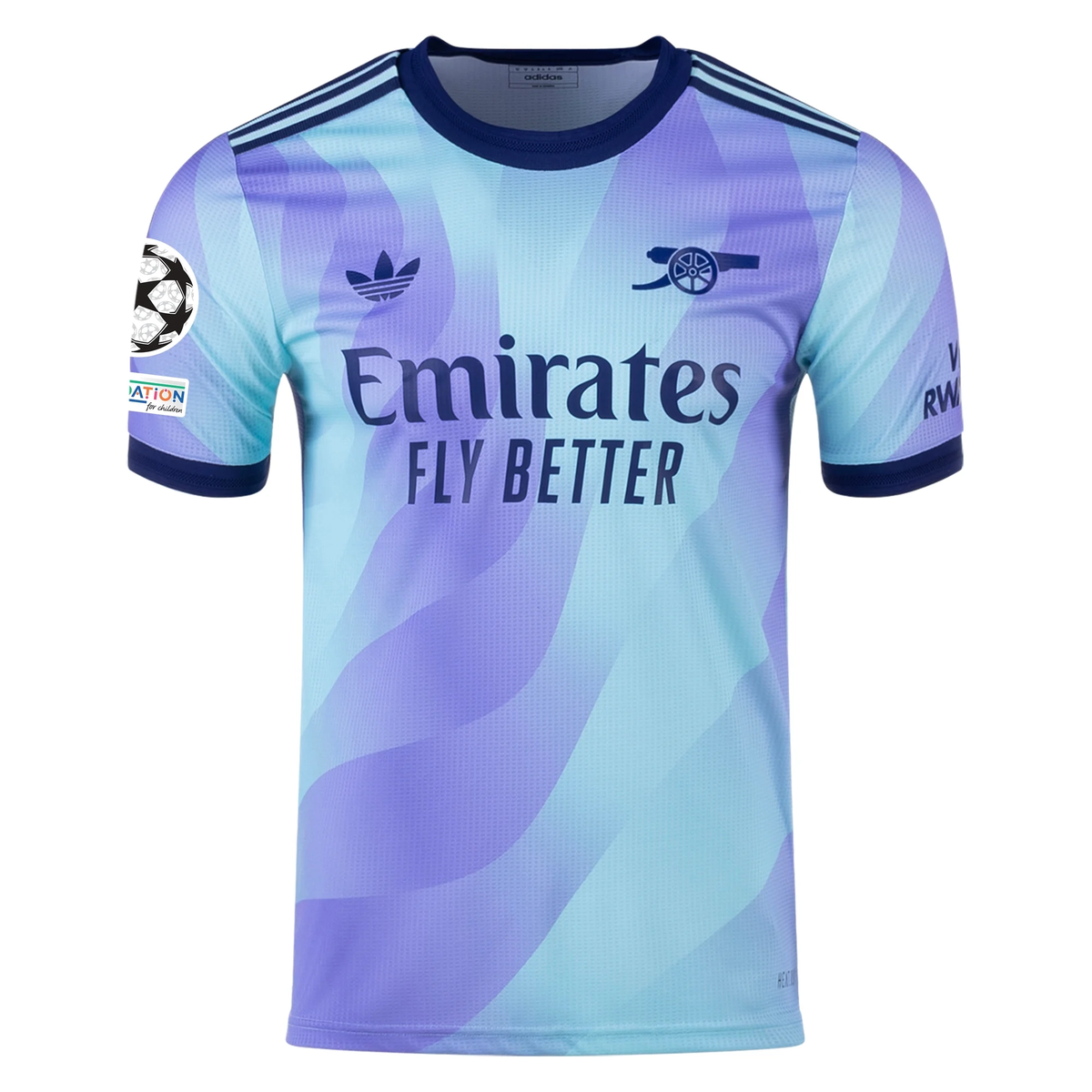 adidas Arsenal Authentic Thomas Partey Third Jersey w/ Champions League Patches 24/25 (Clear Aqua/Light Flash Purple)