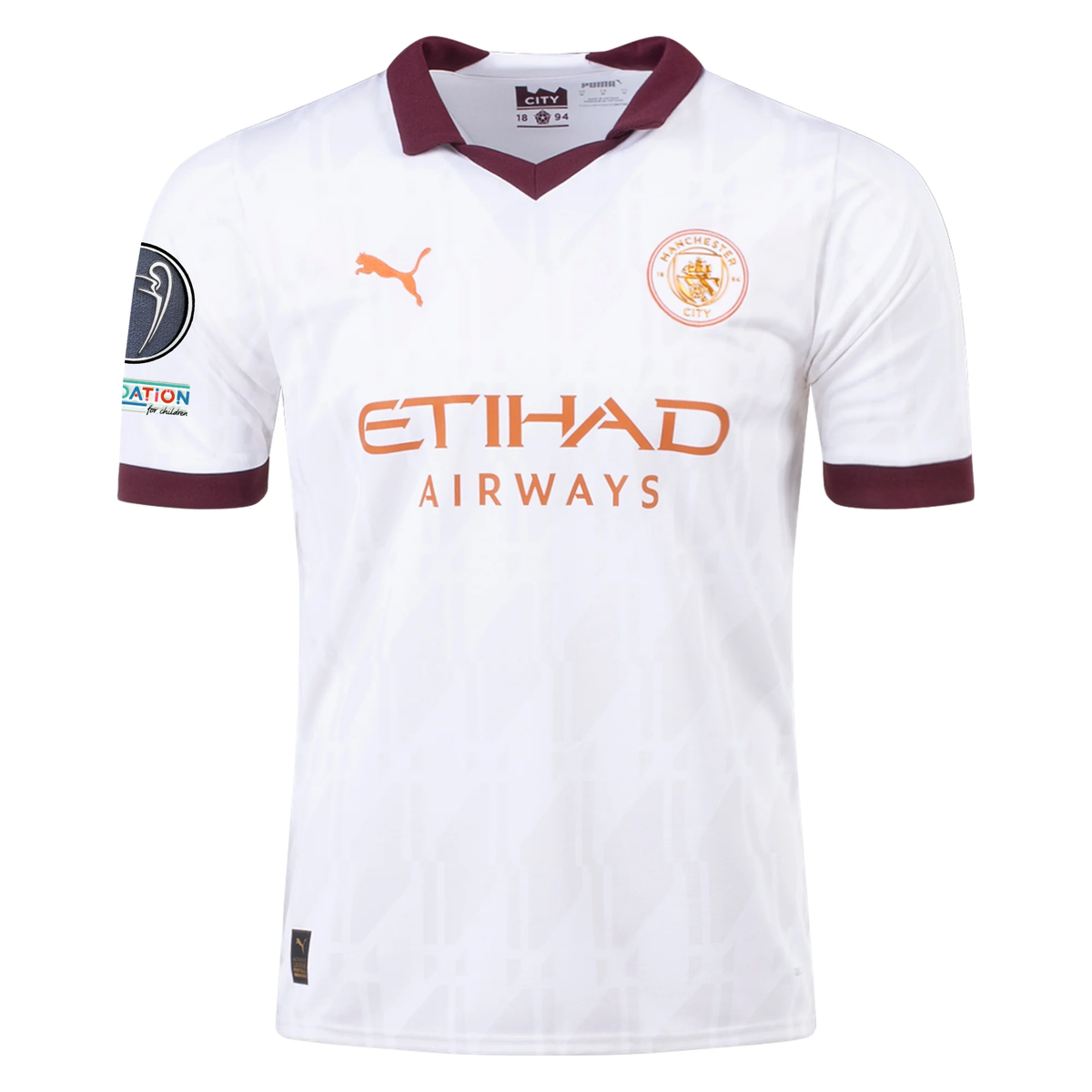 Puma Manchester City Kyle Walker Away Jersey w/ Champions League Patches 23/24 (Puma White/Aubergine)