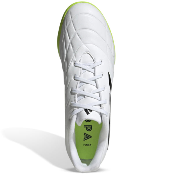 adidas Copa Pure.3 Turf Soccer Shoes (White/Lucid Lemon)