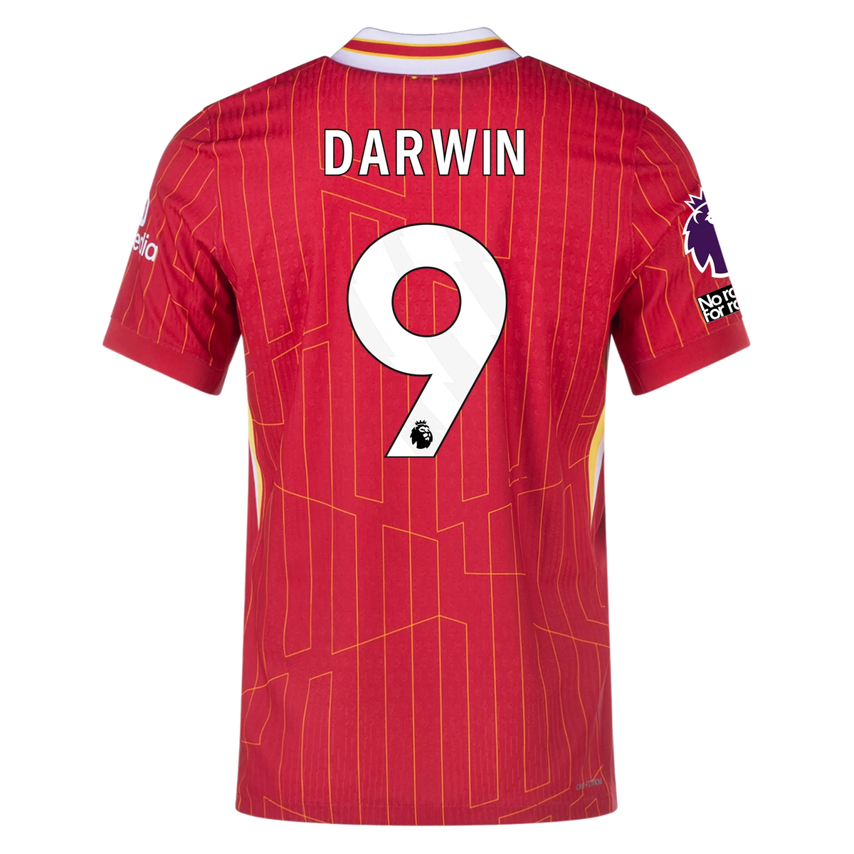 Nike Liverpool Match Authentic Darwin Nunez Home Jersey w/ EPL + No Room For Racism Patches 24/25 (Gym Red/Chrome Yellow) (Copy)