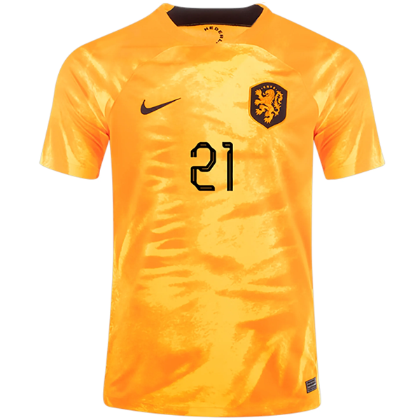 Nike Netherlands Frenkie De Jong Home Jersey 22/23 (Laser Orange/Black)