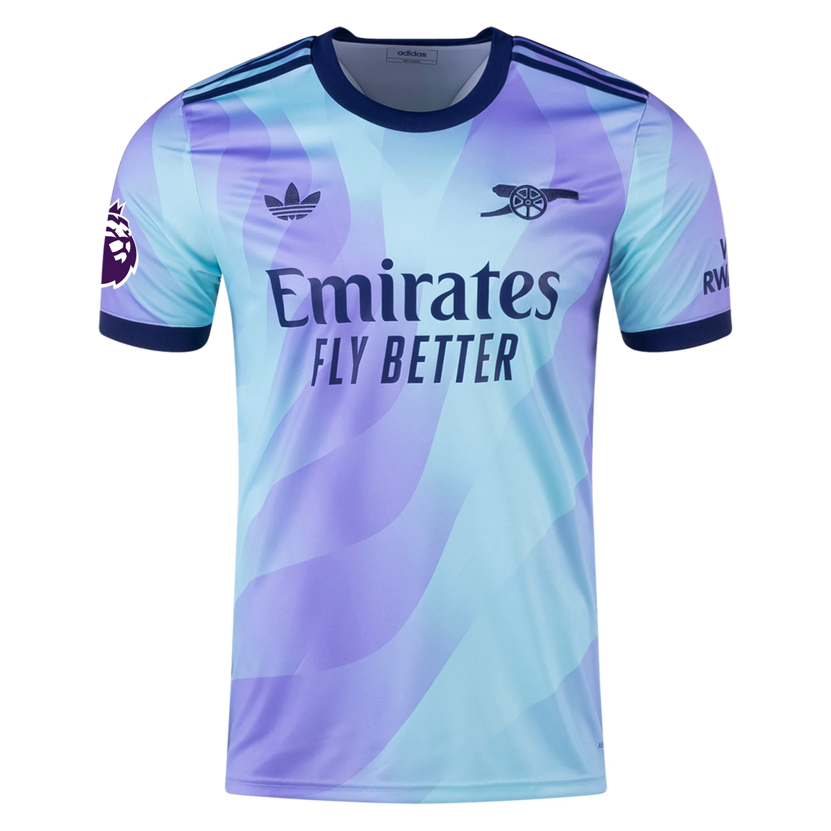 adidas Arsenal William Saliba Third Jersey w/ EPL Patch 24/25 (Clear Aqua/Light Flash Purple)