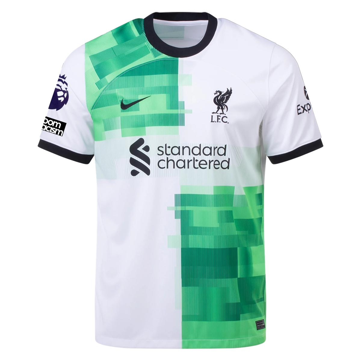 Nike Liverpool Away Mohamed Salah Jersey w/ EPL + No Room For Racism Patches 23/24 (White/Green Spark)