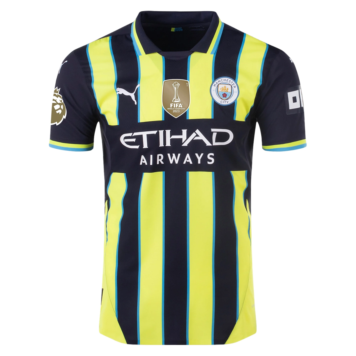 Puma Manchester City Authentic Rodrigo Away Jersey w/ EPL + Club World Cup Patch 24/25 (New Navy/Yellow Glow)