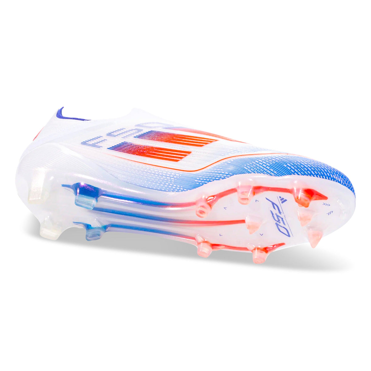 adidas F50 Elite Laceless FG Soccer Cleats (White/Solar Red/Lucid Blue)