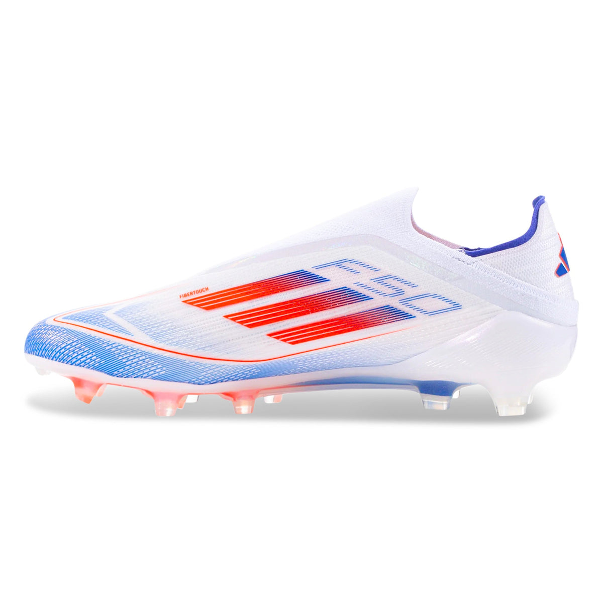 adidas F50 Elite Laceless FG Soccer Cleats (White/Solar Red/Lucid Blue)