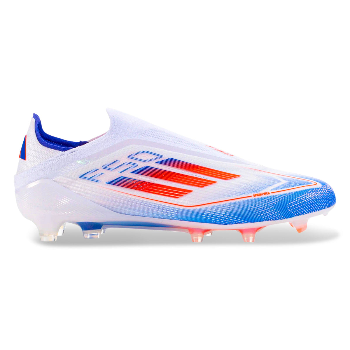 adidas F50 Elite Laceless FG Soccer Cleats (White/Solar Red/Lucid Blue)