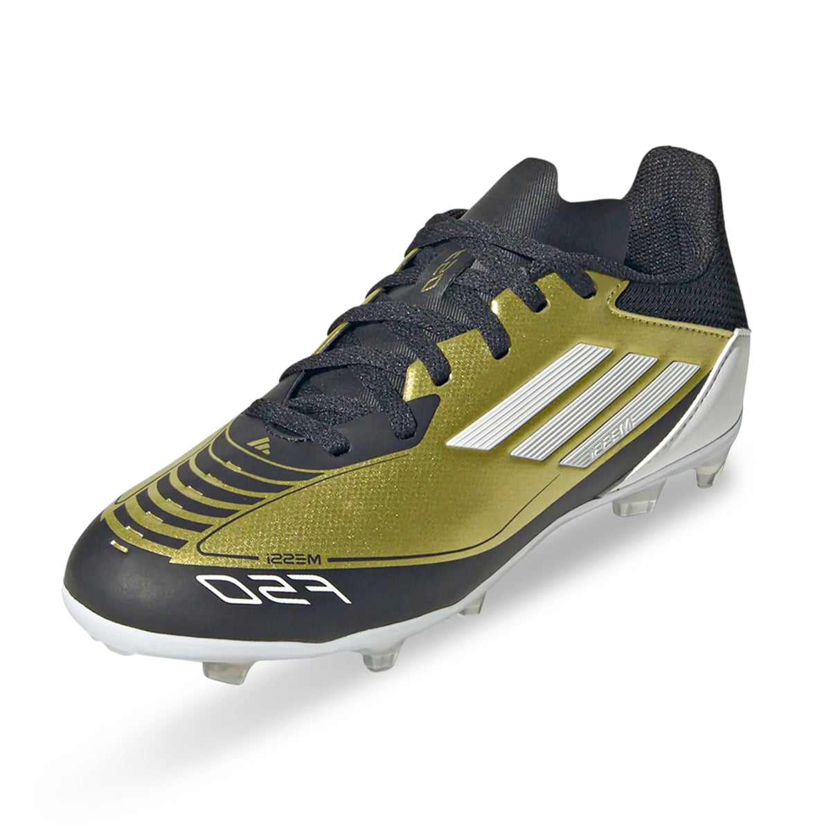 adidas Jr. F50 Messi League FG/MG Soccer Cleats (Gold Metallic/White/Black)