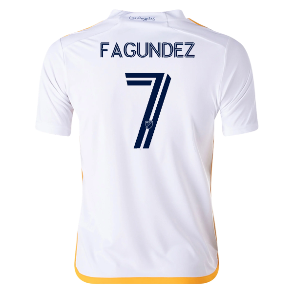 adidas Youth LA Galaxy Diego Fagúndez Home Jersey 24/25 (White/Yellow/Navy)