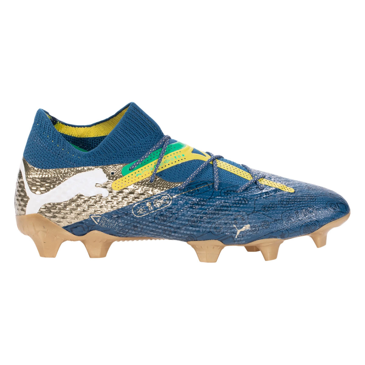 Puma Future 7 Ultimate NJR FG/AG Soccer Cleats (Saline Blue/Pele Yellow/Grassy Green)