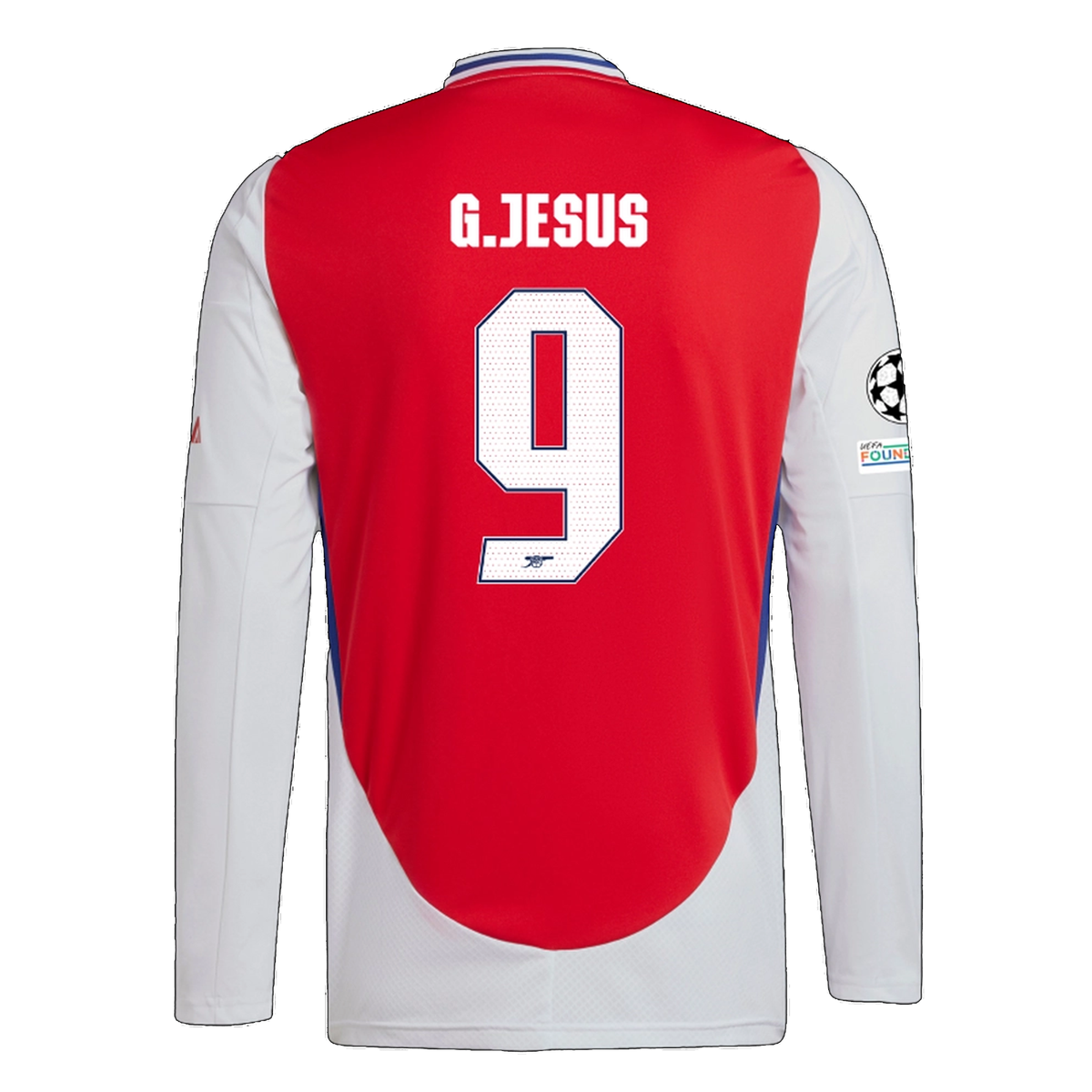 adidas Arsenal Gabriel Jesus Home Long Sleeve Jersey w/ Champions League Patches 24/25 (Better Scarlet/White)