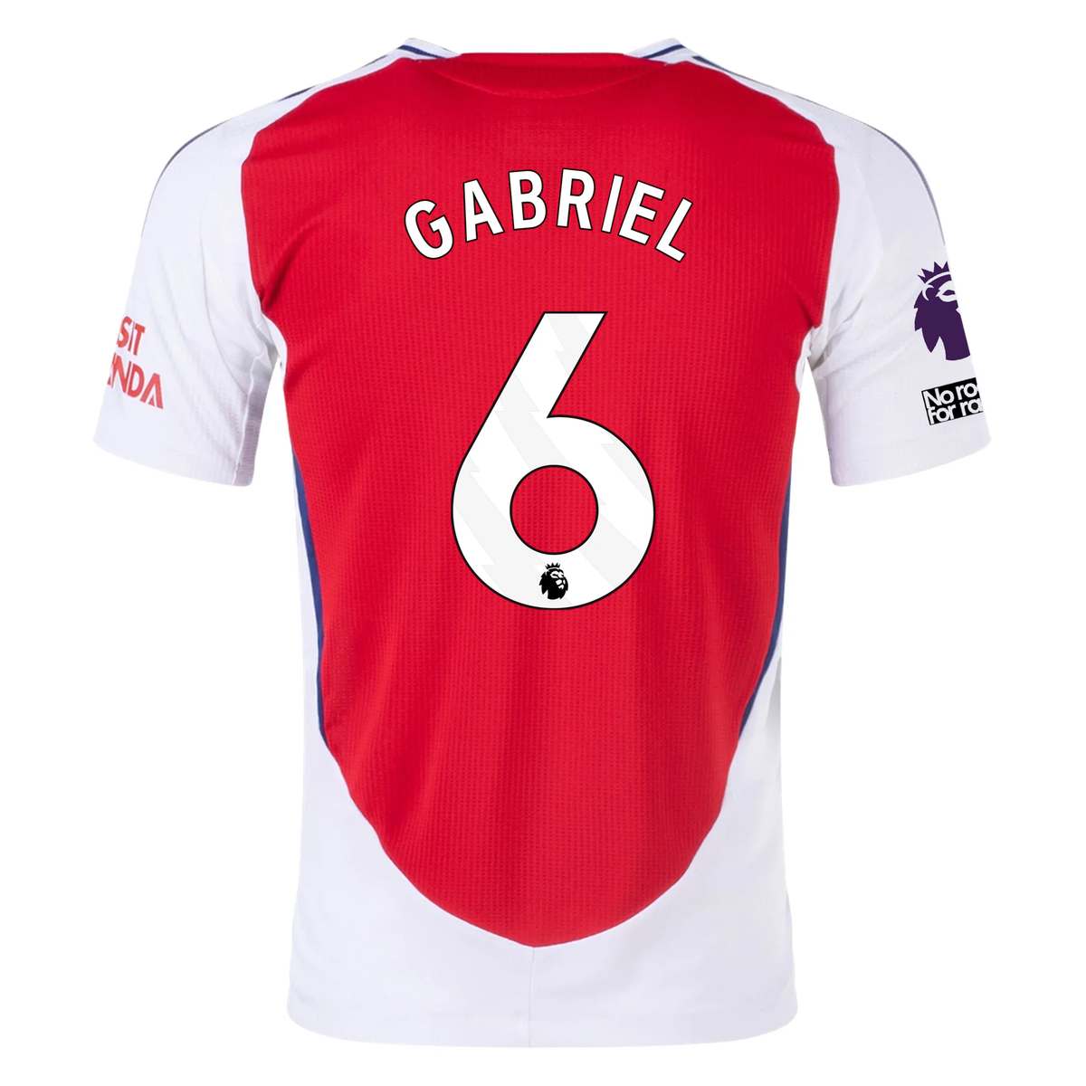 adidas Arsenal Authentic Gabriel Magalhães Home Jersey w/ EPL + No Room For Racism Patches 24/25 (Better Scarlet/White)