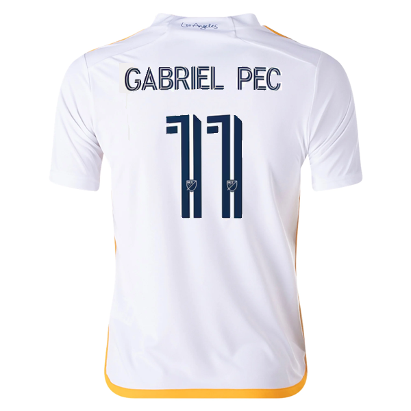 adidas Youth LA Galaxy Gabriel Pec Home Jersey 24/25 (White/Yellow/Navy)