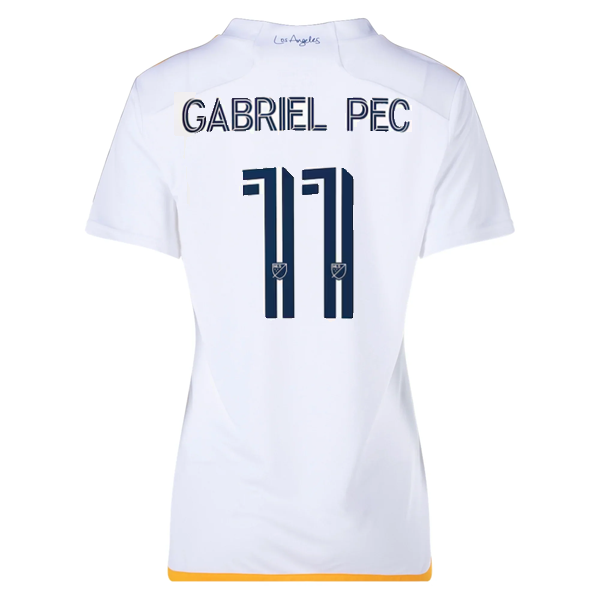 adidas Womens LA Galaxy Gabriel Pec Home Jersey 24/25 (White/Yellow/Navy)