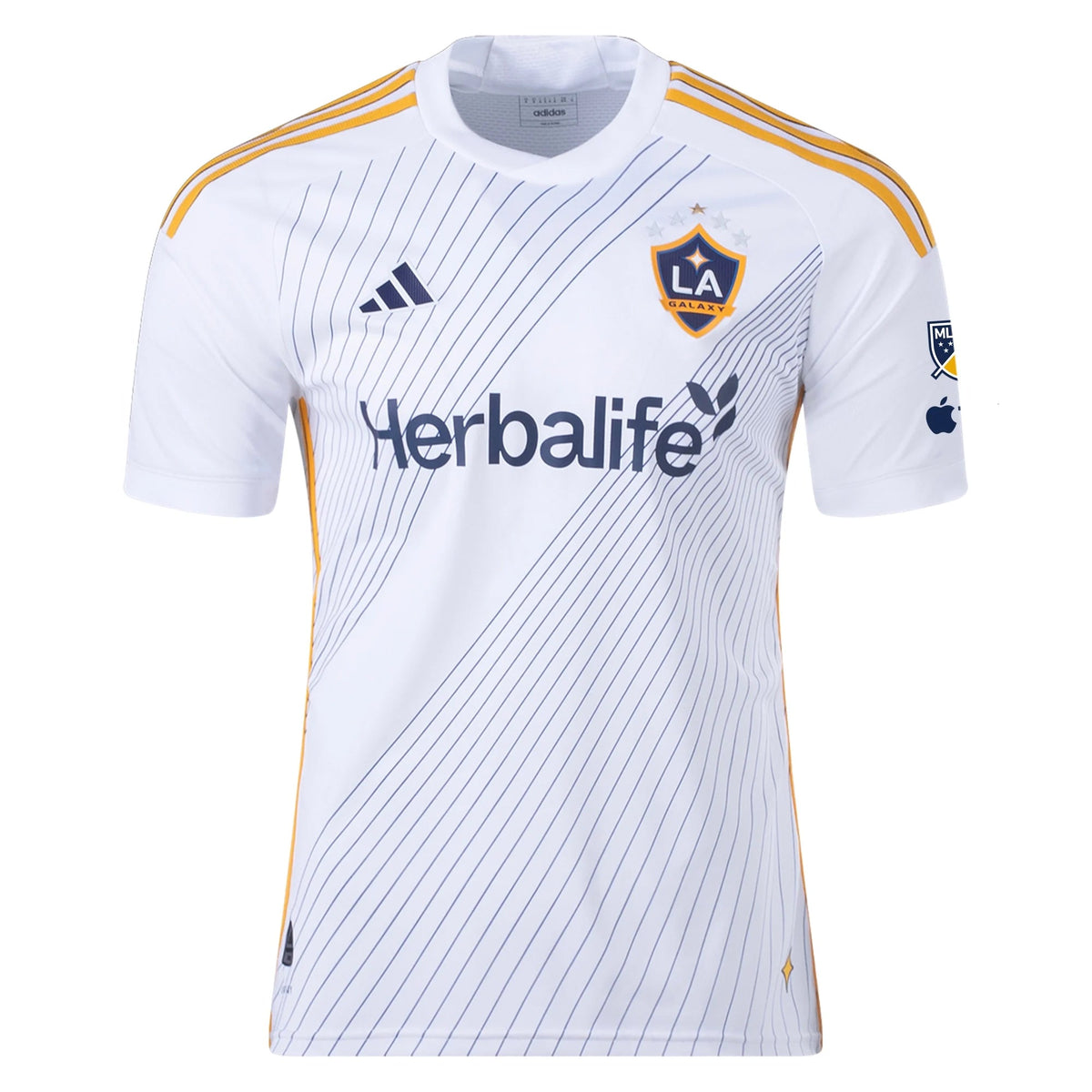 adidas LA Galaxy Authentic Chicharito Home Jersey w/ MLS + Apple TV Patches 24/25 (White/Yellow/Navy)