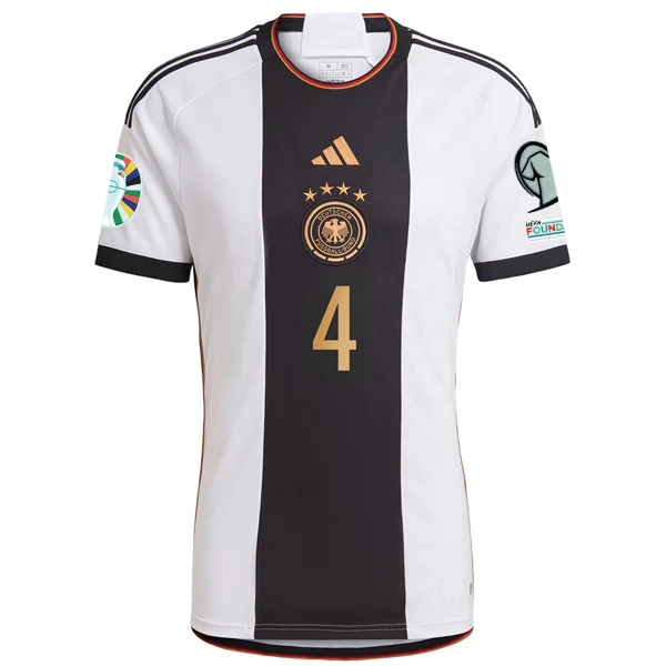 adidas Germany Mario Ginter Home Jersey w/ Euro Qualifying Patches 22/23 (White/Black)