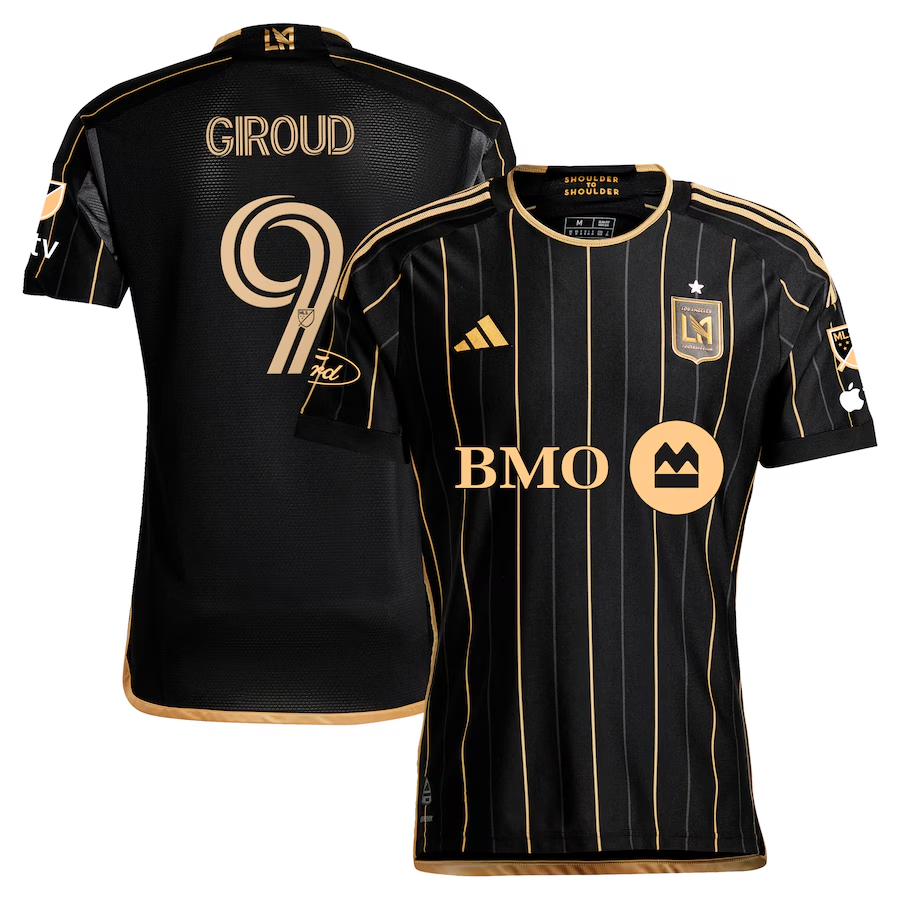 adidas LAFC Authentic Olivier Giroud Home Jersey w/ MLS + Apple TV + Ford Patches 24/25 (Black/Gold)