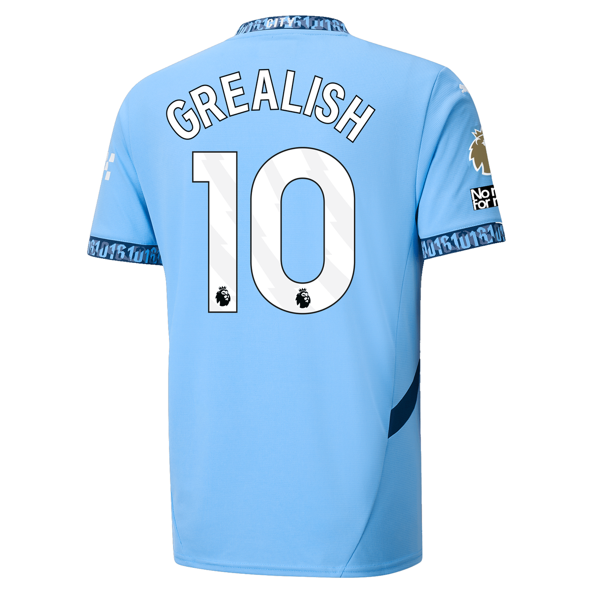 Puma Manchester City Jack Grealish Authentic Home Jersey w/ EPL + No Room For Racism Patch 24/25 (Team Light Blue/Marine Blue)