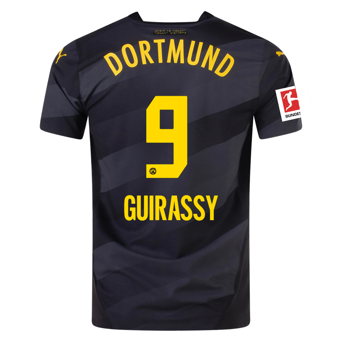 Puma Borussia Dortmund Authentic Serhou Guirassy Away Jersey w/ Bundesliga Patch 24/25 (Puma Black/Faster Yellow)