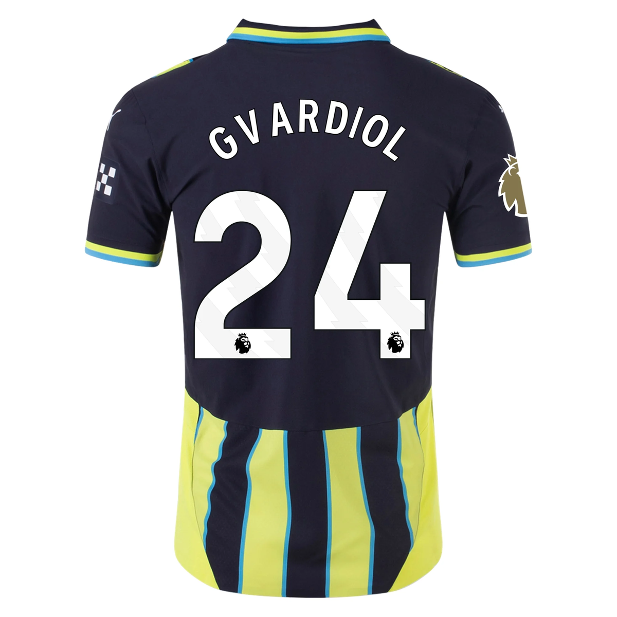 Puma Manchester City Authentic Josko Gvardiol Away Jersey w/ EPL + Club World Cup Patch 24/25 (New Navy/Yellow Glow)