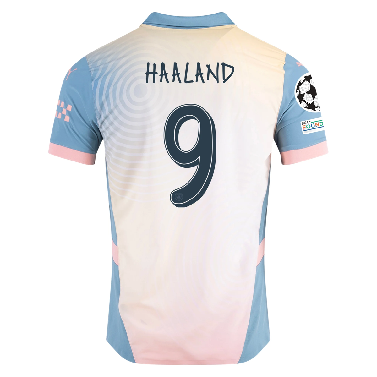 Puma Manchester City Erling Haaland Authentic Fourth Jersey w/ Champions League + Club World Cup Patch 24/25 (Rosebay/Bold Blue)