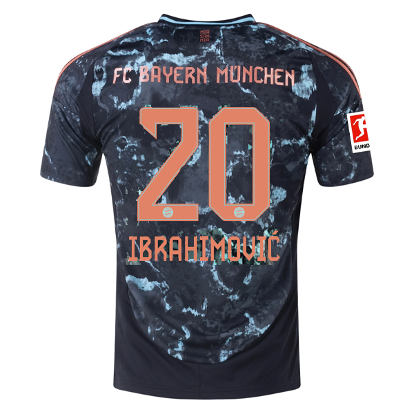 adidas Bayern Munich Arijon Ibrahimović Away Jersey w/ Bundesliga Patch 24/25 (Black/Copper/Blue)