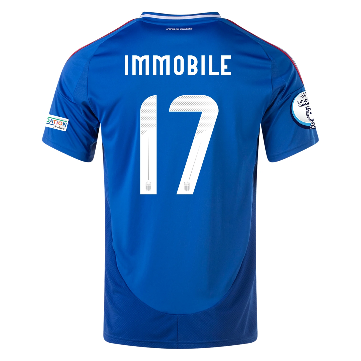 adidas Italy Ciro Immobile Home Jersey w/ Euro 2024 Patches 24/25 (Blue)