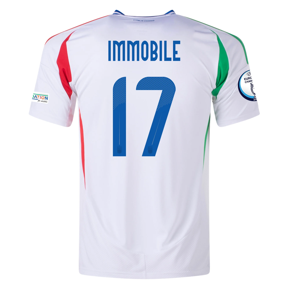 adidas Italy Ciro Immobile Away Jersey w/ Euro 2024 Patches 24/25 (Blue)