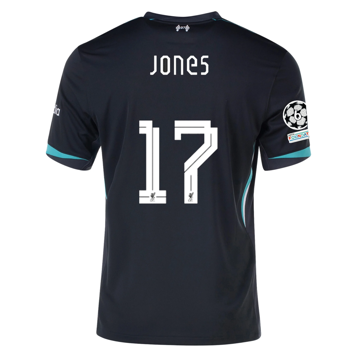 Nike Liverpool Curtis Jones Away Jersey w/ Champions League Patches 24/25 (Night Forest/Washed Teal)