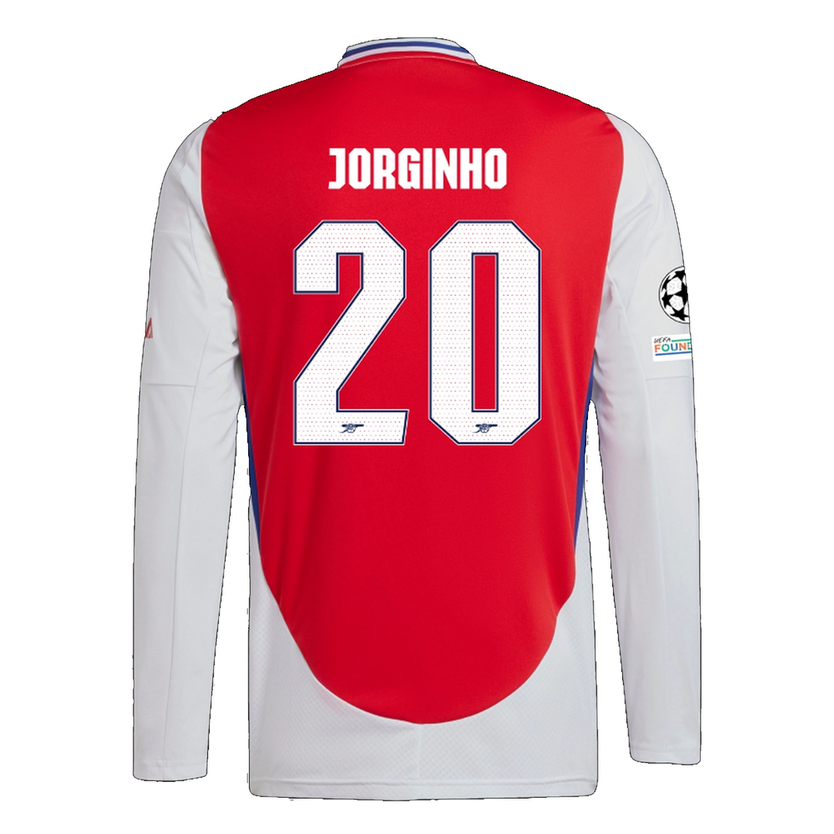 adidas Arsenal Jorginho Home Long Sleeve Jersey w/ Champions League Patches 24/25 (Better Scarlet/White)