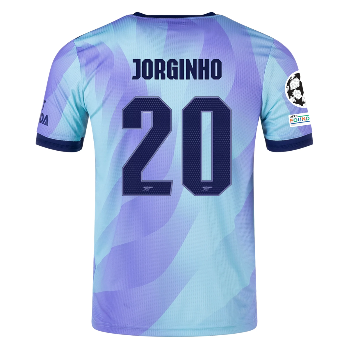 adidas Arsenal Authentic Jorginho Third Jersey w/ Champions League Patches 24/25 (Clear Aqua/Light Flash Purple)