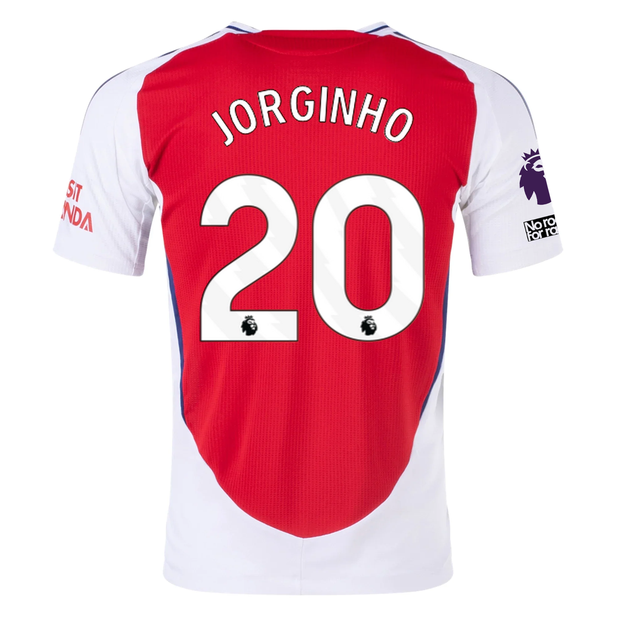 adidas Arsenal Authentic Jorginho Home Jersey w/ EPL + No Room For Racism Patches 24/25 (Better Scarlet/White)