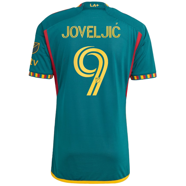 adidas La Galaxy Authentic Joveljic Away Jersey w/ MLS + Apple TV Patch 23/24 (Green/Yellow)