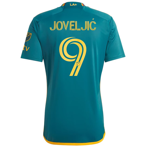 adidas LA Galaxy Joveljic Away Jersey w/ MLS + Apple TV Patches 23/24 (Green/Yellow)