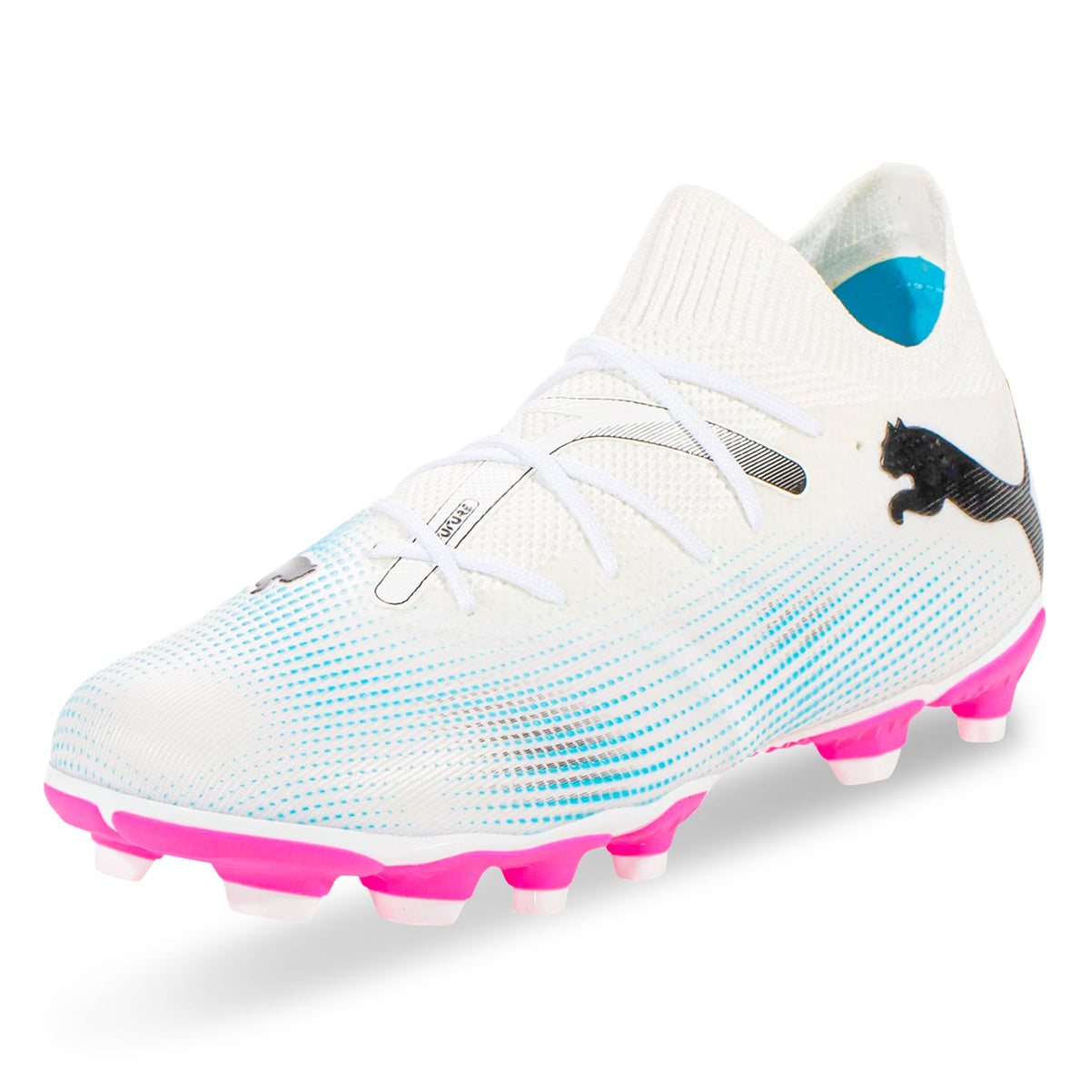 Puma Jr. Future 7 Match FG/AG Soccer Cleats (Puma White/Poison Pink)