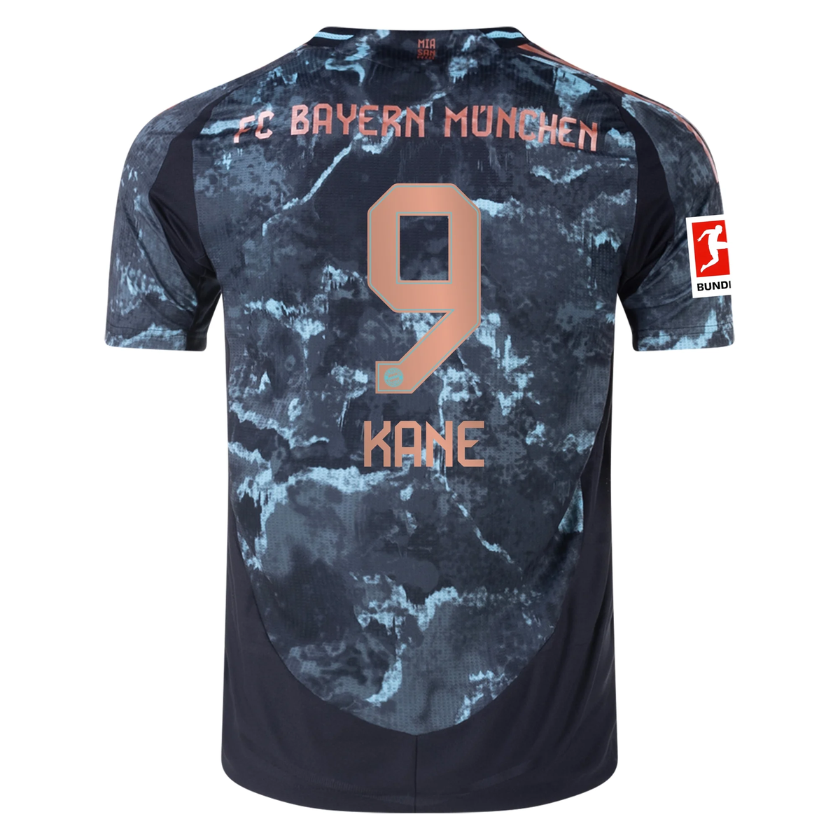 adidas Bayern Munich Authentic Harry Kane Away Jersey w/ Bundesliga Patch 24/25 (Black/Copper/Blue)