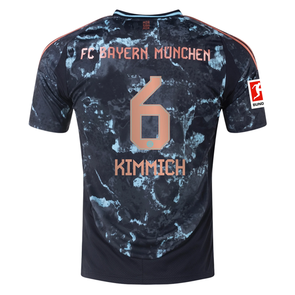 adidas Bayern Munich Joshua Kimmich Away Jersey w/ Bundesliga Patch 24/25 (Black/Copper/Blue)