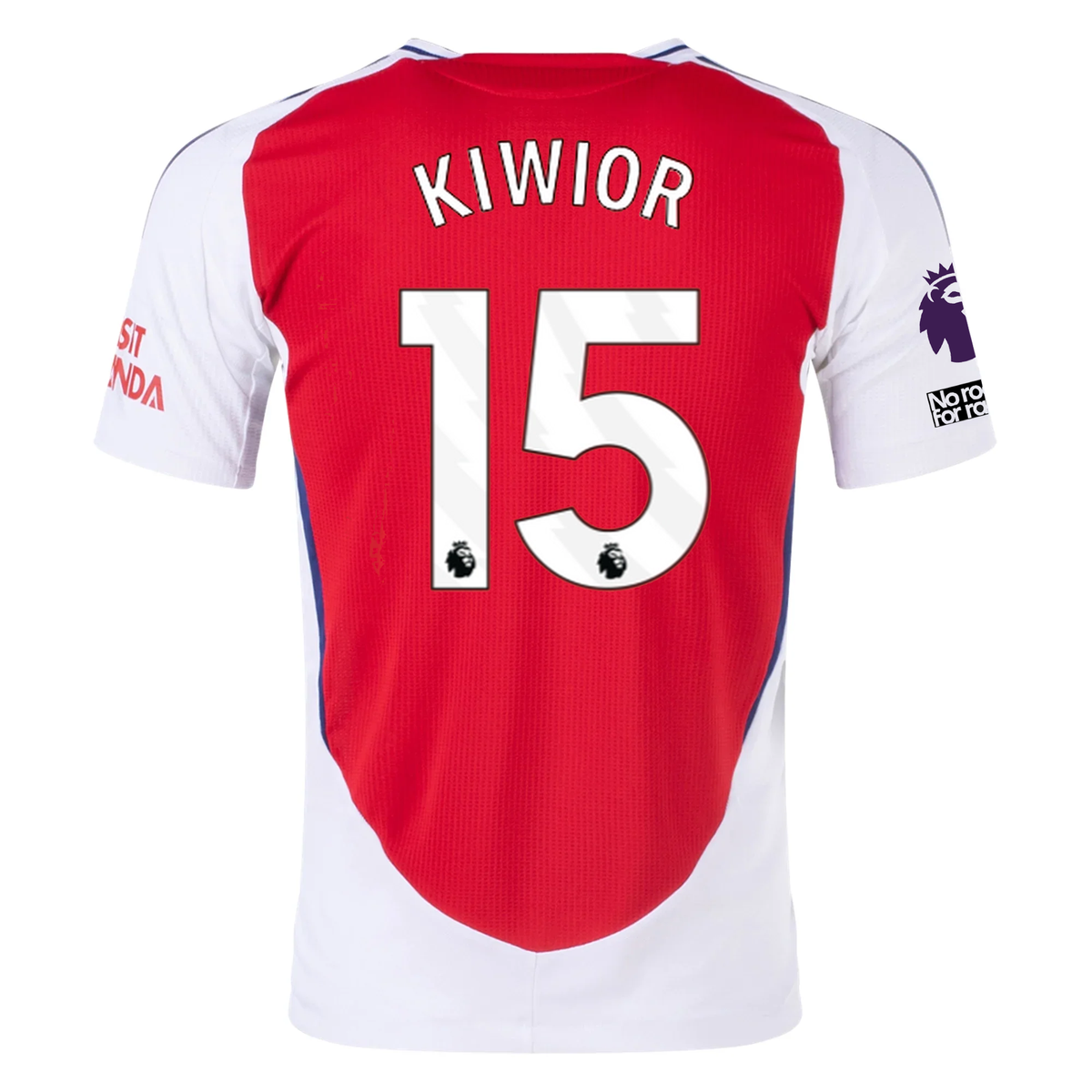 adidas Arsenal Authentic Jakub Kiwior Home Jersey w/ EPL + No Room For Racism Patches 24/25 (Better Scarlet/White)