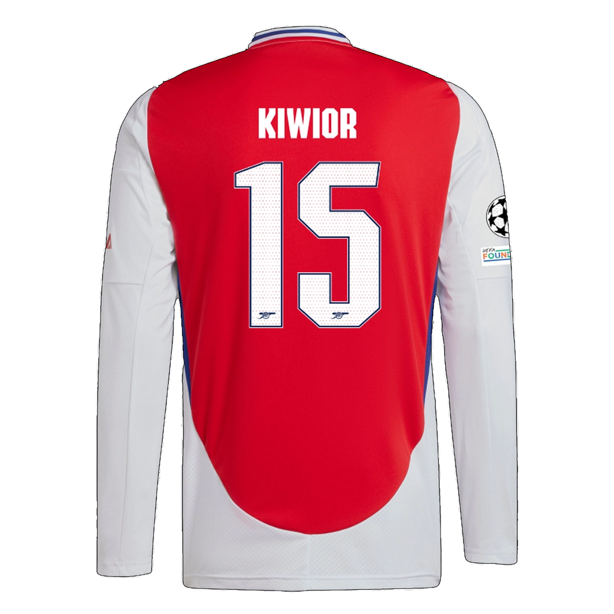 adidas Arsenal Jakub Kiwior Home Long Sleeve Jersey w/ Champions League Patches 24/25 (Better Scarlet/White)