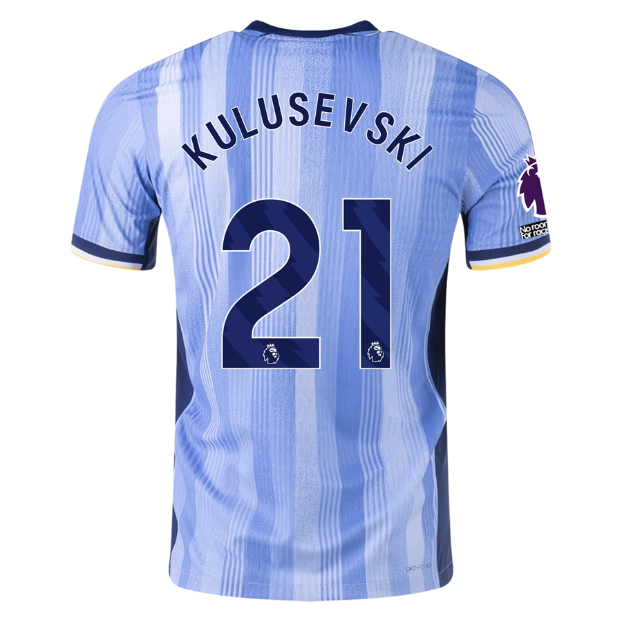 Nike Tottenham Dejan Kulusevski Authentic Away Jersey w/ EPL + No Room For Racism Patches 24/25 (Cobalt Bliss/Binary Blue)