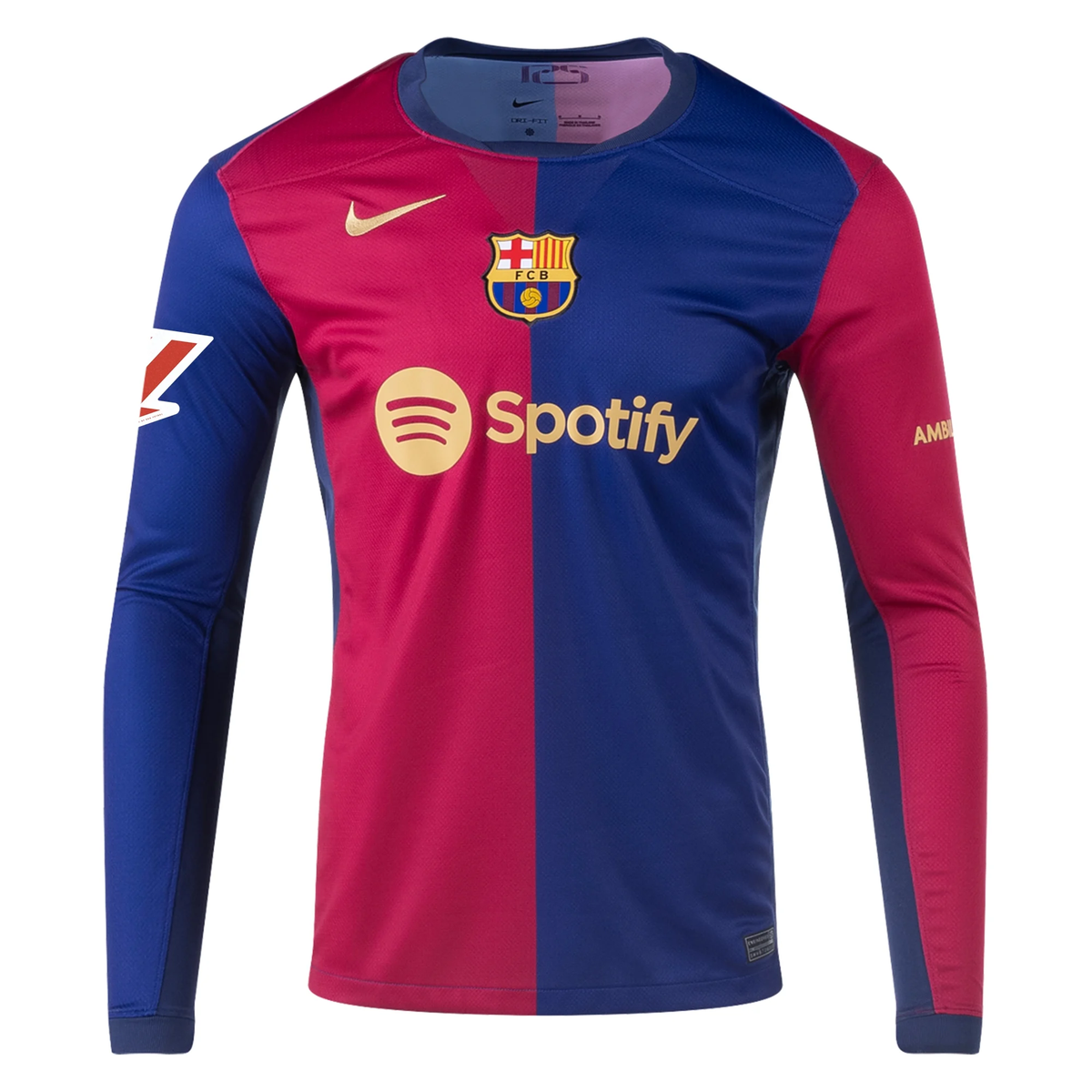 Nike Barcelona Robert Lewandowski Home Long Sleeve Jersey w/ La Liga Patch 24/25 (Royal/Nobel Red/Club Gold)