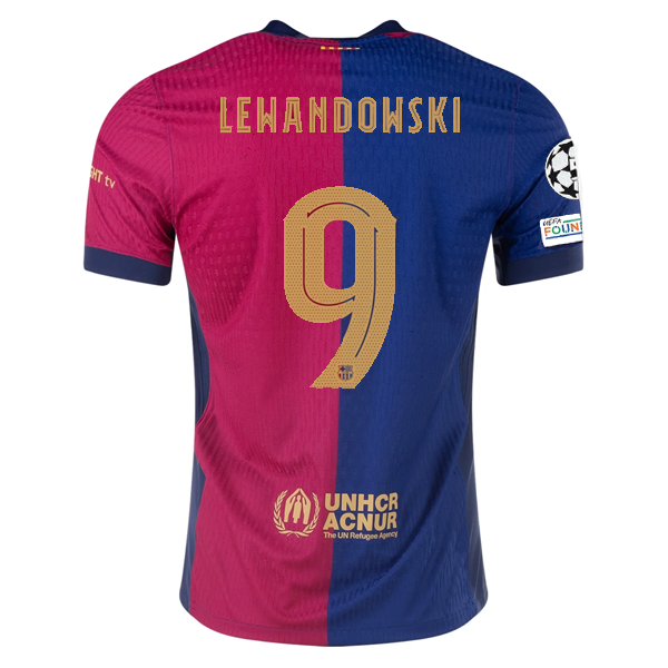 Nike Barcelona Authentic Robert Lewandowski Home Jersey w/ Champions League Patches 24/25 (Royal/Nobel Red/Club Gold)