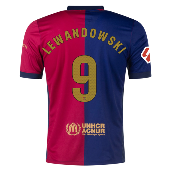 Nike Barcelona Robert Lewandowski Home Jersey w/ La Liga Patch 24/25 (Deep Royal/Noble Red/Club Gold)