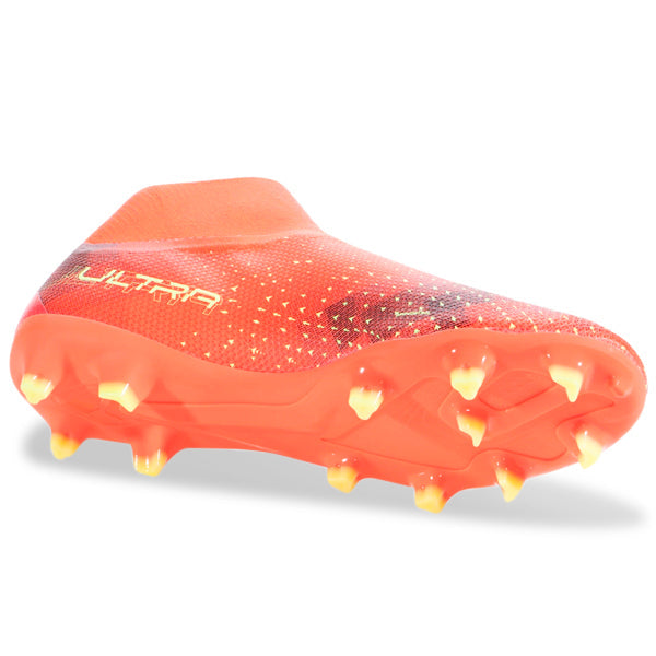 Puma Ultra Match+ Laceless FG/AG Soccer Cleats (Coral/Fizzy Light/Black)