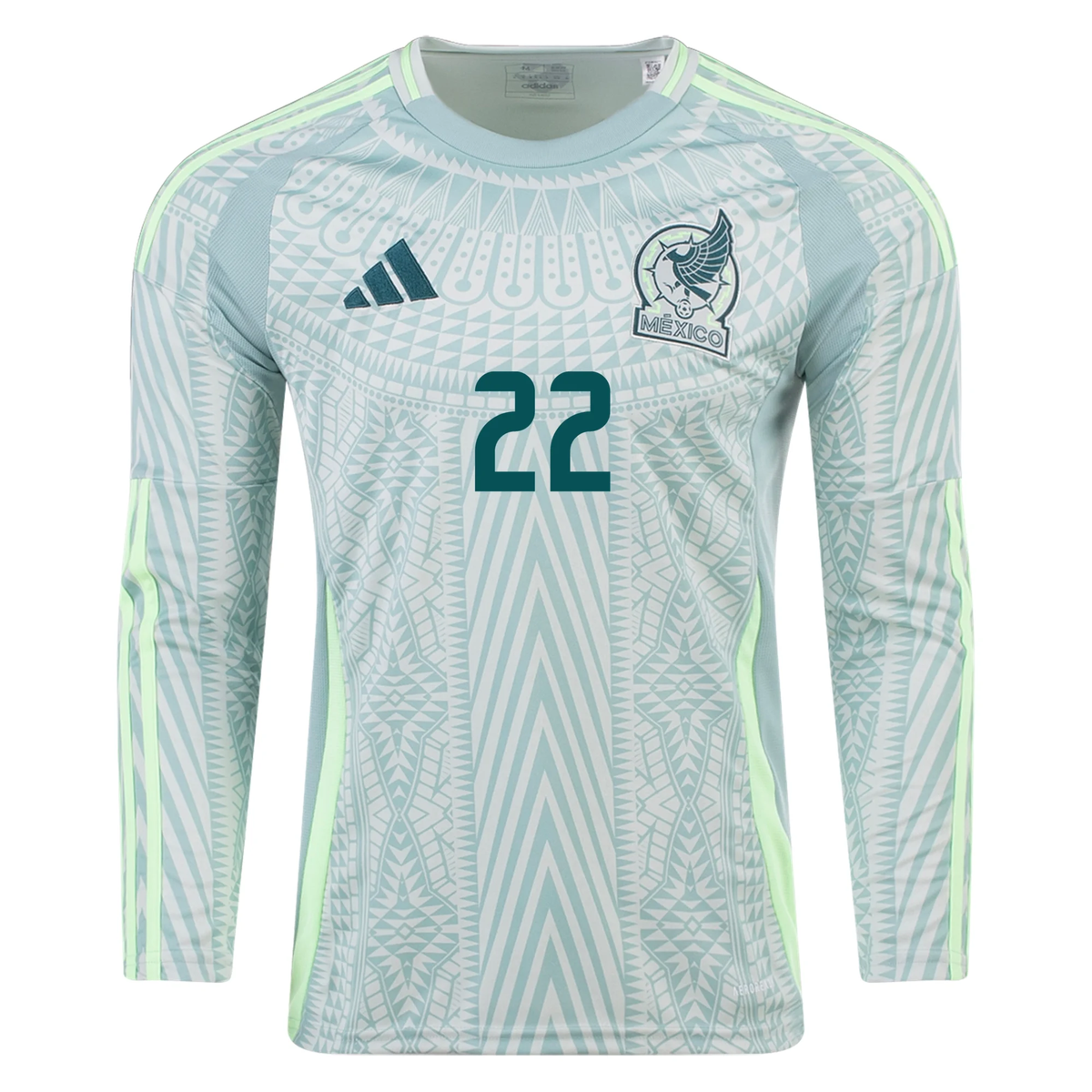 adidas Mens Mexico Hirving Lozano Away Long Sleeve Jersey 24/25 (Linen Green)