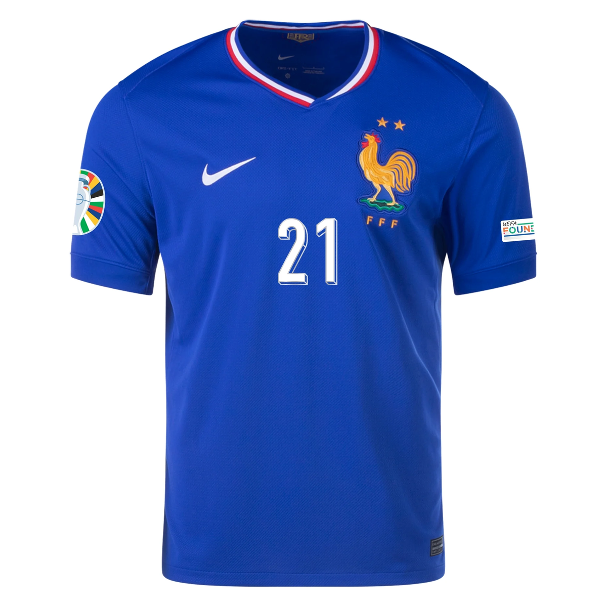 Nike France Lucas Hernandez Home Jersey w/ Euro 2024 Patches 24/25 (Bright Blue/University Red)